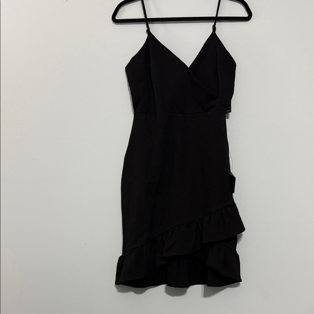 Lulu's Black Asymmetrical Ruffle Dress